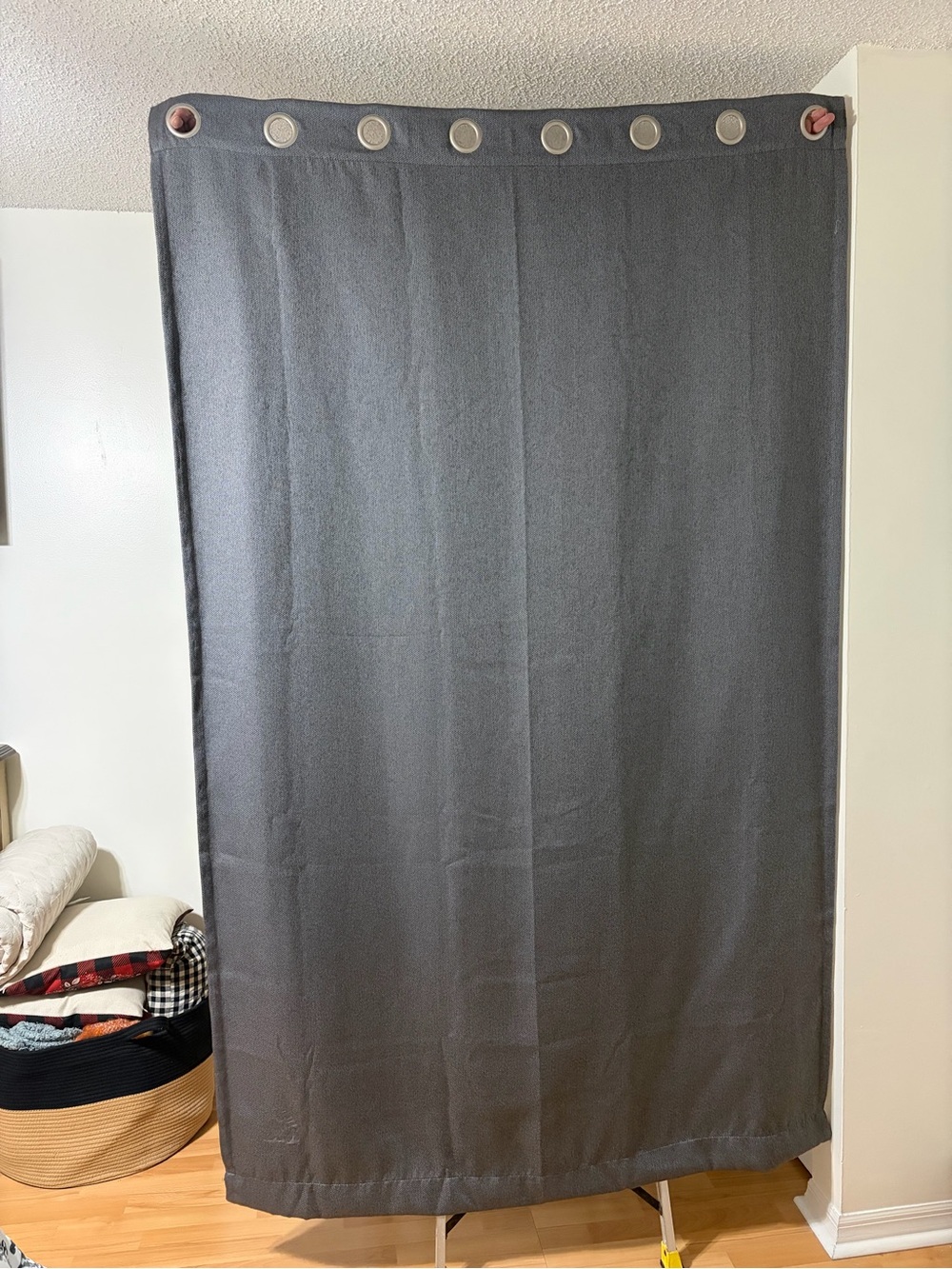 6 Gray Blackout Grommet-Top Curtain Panel